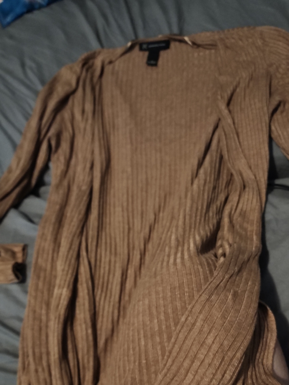 Women's Ribbed Knit Sweater Cardigan - Brown